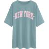 imageAvanova Women Letter Graphic Print Oversized Tee Shirt Short Sleeve Loose Fit TopsGreen a