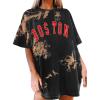 imageAvanova Women Letter Graphic Print Oversized Tee Shirt Short Sleeve Loose Fit TopsTie Dye Boston