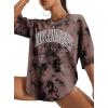 imageAvanova Women Letter Graphic Print Oversized Tee Shirt Short Sleeve Loose Fit TopsTie Dye Brown D