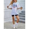 imageAvanova Women Letter Graphic Print Oversized Tee Shirt Short Sleeve Loose Fit TopsUsa White