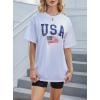 imageAvanova Women Letter Graphic Print Oversized Tee Shirt Short Sleeve Loose Fit TopsUsa White