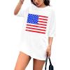 imageAvanova Women Letter Graphic Print Oversized Tee Shirt Short Sleeve Loose Fit TopsWhite Flag