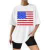 imageAvanova Women Letter Graphic Print Oversized Tee Shirt Short Sleeve Loose Fit TopsWhite Flag
