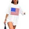 imageAvanova Women Letter Graphic Print Oversized Tee Shirt Short Sleeve Loose Fit TopsWhite Flag