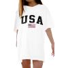 imageAvanova Women Letter Graphic Print Oversized Tee Shirt Short Sleeve Loose Fit TopsWhite Usa B