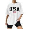 imageAvanova Women Letter Graphic Print Oversized Tee Shirt Short Sleeve Loose Fit TopsWhite Usa B