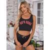 imageAvanova Women Ribbed Knit Graphic Crop Top Sleeveless Sexy Summer Tank ShirtBlack 90s