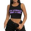 imageAvanova Women Ribbed Knit Graphic Crop Top Sleeveless Sexy Summer Tank ShirtBlack Gril