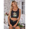 imageAvanova Women Ribbed Knit Graphic Crop Top Sleeveless Sexy Summer Tank ShirtBlack Mushroom