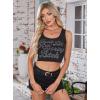 imageAvanova Women Ribbed Knit Graphic Crop Top Sleeveless Sexy Summer Tank ShirtLetter Black