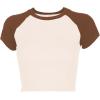 imageAvanova Womens Letter Print Tee Short Sleeve Round Neck Slim Fit Crop Top T ShirtBeige Brown