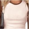 imageAvanova Womens Letter Print Tee Short Sleeve Round Neck Slim Fit Crop Top T ShirtBeige Brown