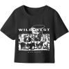 imageAvanova Womens Letter Print Tee Short Sleeve Round Neck Slim Fit Crop Top T ShirtBlack G