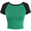 imageAvanova Womens Letter Print Tee Short Sleeve Round Neck Slim Fit Crop Top T ShirtBlack Green