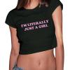 imageAvanova Womens Letter Print Tee Short Sleeve Round Neck Slim Fit Crop Top T ShirtBlack Qa