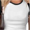 imageAvanova Womens Letter Print Tee Short Sleeve Round Neck Slim Fit Crop Top T ShirtBlack White