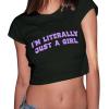 imageAvanova Womens Letter Print Tee Short Sleeve Round Neck Slim Fit Crop Top T ShirtBlack Yq