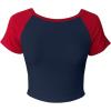 imageAvanova Womens Letter Print Tee Short Sleeve Round Neck Slim Fit Crop Top T ShirtBlue Red