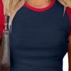 imageAvanova Womens Letter Print Tee Short Sleeve Round Neck Slim Fit Crop Top T ShirtBlue Red