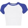imageAvanova Womens Letter Print Tee Short Sleeve Round Neck Slim Fit Crop Top T ShirtBlue White