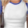 imageAvanova Womens Letter Print Tee Short Sleeve Round Neck Slim Fit Crop Top T ShirtBlue White