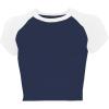 imageAvanova Womens Letter Print Tee Short Sleeve Round Neck Slim Fit Crop Top T ShirtBlue White B