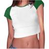 imageAvanova Womens Letter Print Tee Short Sleeve Round Neck Slim Fit Crop Top T ShirtGreen White