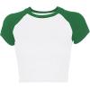 imageAvanova Womens Letter Print Tee Short Sleeve Round Neck Slim Fit Crop Top T ShirtGreen White
