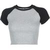 imageAvanova Womens Letter Print Tee Short Sleeve Round Neck Slim Fit Crop Top T ShirtGrey Black