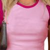 imageAvanova Womens Letter Print Tee Short Sleeve Round Neck Slim Fit Crop Top T ShirtHot Pink