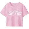 imageAvanova Womens Letter Print Tee Short Sleeve Round Neck Slim Fit Crop Top T ShirtPink Girl