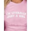 imageAvanova Womens Letter Print Tee Short Sleeve Round Neck Slim Fit Crop Top T ShirtPink Girl