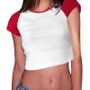 imageAvanova Womens Letter Print Tee Short Sleeve Round Neck Slim Fit Crop Top T ShirtRed White