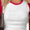 imageAvanova Womens Letter Print Tee Short Sleeve Round Neck Slim Fit Crop Top T ShirtRed White