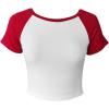 imageAvanova Womens Letter Print Tee Short Sleeve Round Neck Slim Fit Crop Top T ShirtRed White