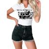 imageAvanova Womens Letter Print Tee Short Sleeve Round Neck Slim Fit Crop Top T ShirtWhite