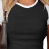 imageAvanova Womens Letter Print Tee Short Sleeve Round Neck Slim Fit Crop Top T ShirtWhite Black