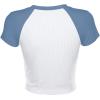 imageAvanova Womens Letter Print Tee Short Sleeve Round Neck Slim Fit Crop Top T ShirtWhite Dusty Blue