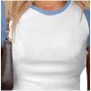 imageAvanova Womens Letter Print Tee Short Sleeve Round Neck Slim Fit Crop Top T ShirtWhite Dusty Blue