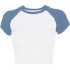 imageAvanova Womens Letter Print Tee Short Sleeve Round Neck Slim Fit Crop Top T ShirtWhite Dusty Blue