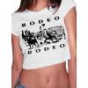 imageAvanova Womens Letter Print Tee Short Sleeve Round Neck Slim Fit Crop Top T ShirtWhite G