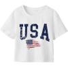 imageAvanova Womens Letter Print Tee Short Sleeve Round Neck Slim Fit Crop Top T ShirtWhite J