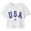 imageAvanova Womens Letter Print Tee Short Sleeve Round Neck Slim Fit Crop Top T ShirtWhite Y1