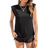 imageAvanova Womens Shoulder Pad Tank Top Sleeveless Casual Summer Round Neck TShirtBlack