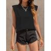 imageAvanova Womens Shoulder Pad Tank Top Sleeveless Casual Summer Round Neck TShirtBlack