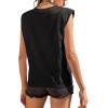 imageAvanova Womens Shoulder Pad Tank Top Sleeveless Casual Summer Round Neck TShirtBlack