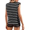 imageAvanova Womens Shoulder Pad Tank Top Sleeveless Casual Summer Round Neck TShirtBlack White