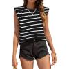 imageAvanova Womens Shoulder Pad Tank Top Sleeveless Casual Summer Round Neck TShirtBlack White