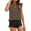 imageAvanova Womens Shoulder Pad Tank Top Sleeveless Casual Summer Round Neck TShirtBrown