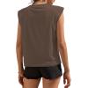 imageAvanova Womens Shoulder Pad Tank Top Sleeveless Casual Summer Round Neck TShirtBrown